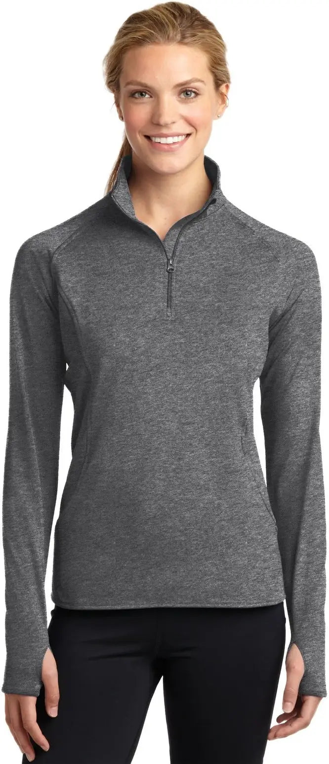 Sport-tek Lst850 Women’s Sport-wick Stretch 1/4-zip Pullover - Charcoal Gray Heather - Ladies Xs