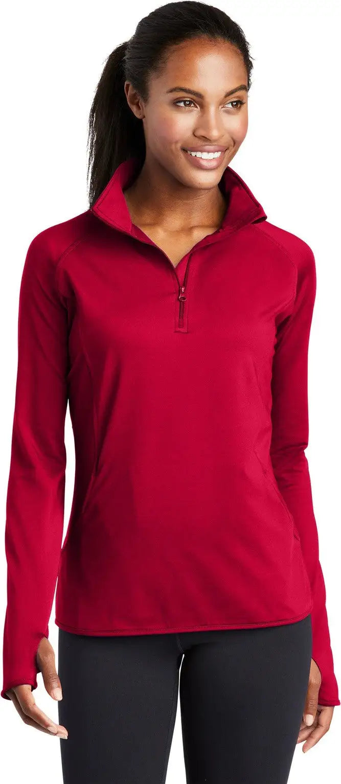 Sport-tek Lst850 Women’s Sport-wick Stretch 1/4-zip Pullover - Deep Red - Ladies Xs