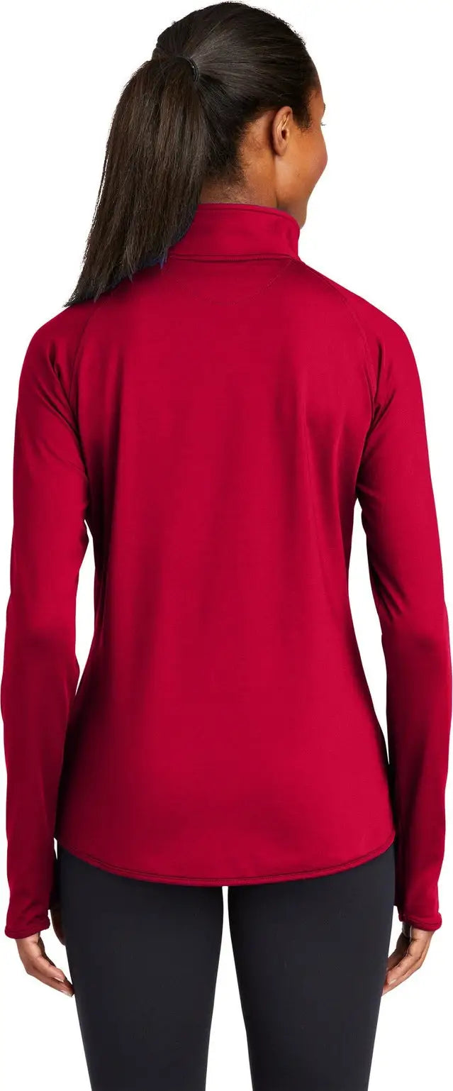 Sport-tek Lst850 Women’s Sport-wick Stretch 1/4-zip Pullover - Deep Red