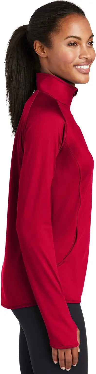 Sport-tek Lst850 Women’s Sport-wick Stretch 1/4-zip Pullover - Deep Red