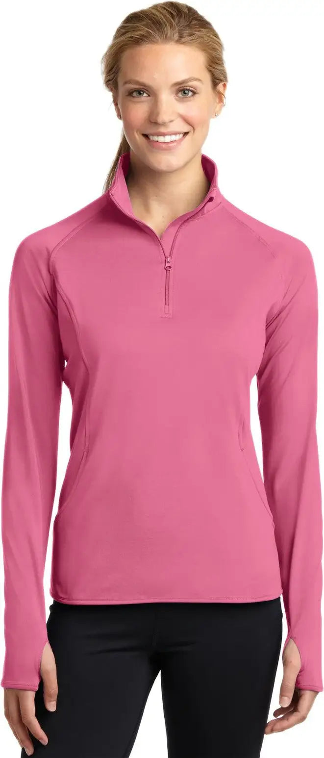 Sport-tek Lst850 Women’s Sport-wick Stretch 1/4-zip Pullover - Dusty Rose - Ladies Xs