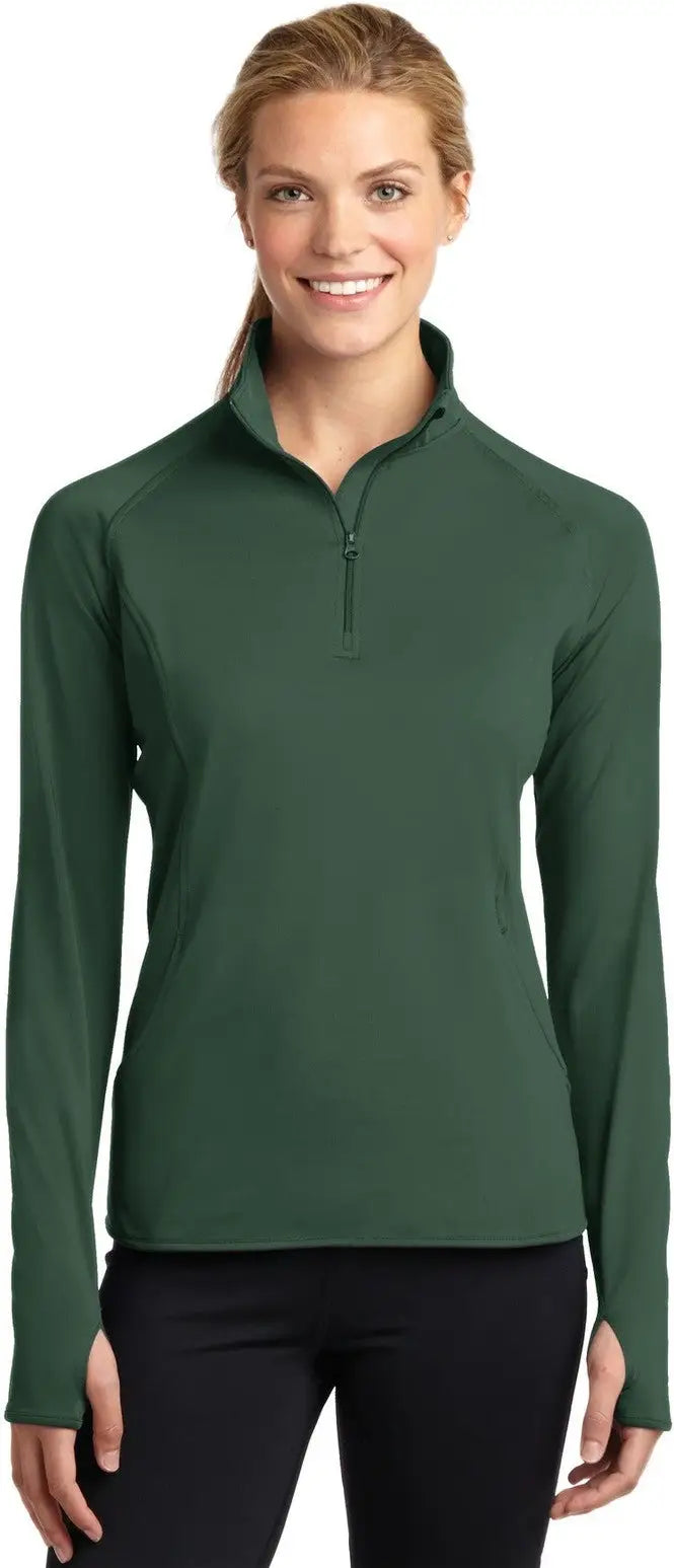 Sport-tek Lst850 Women’s Sport-wick Stretch 1/4-zip Pullover - Forest Green - Ladies Xs