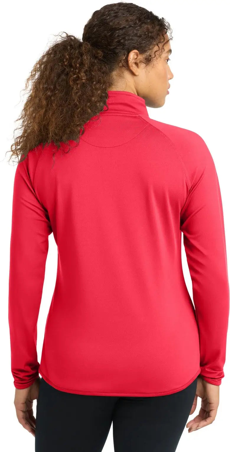 Sport-tek Lst850 Women’s Sport-wick Stretch 1/4-zip Pullover - Hot Coral