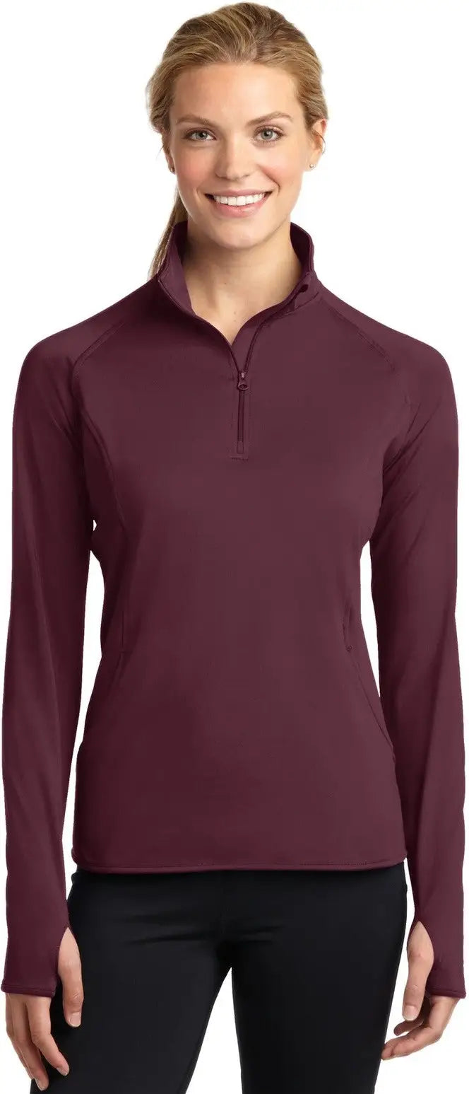 Sport-tek Lst850 Women’s Sport-wick Stretch 1/4-zip Pullover - Maroon - Ladies Xs