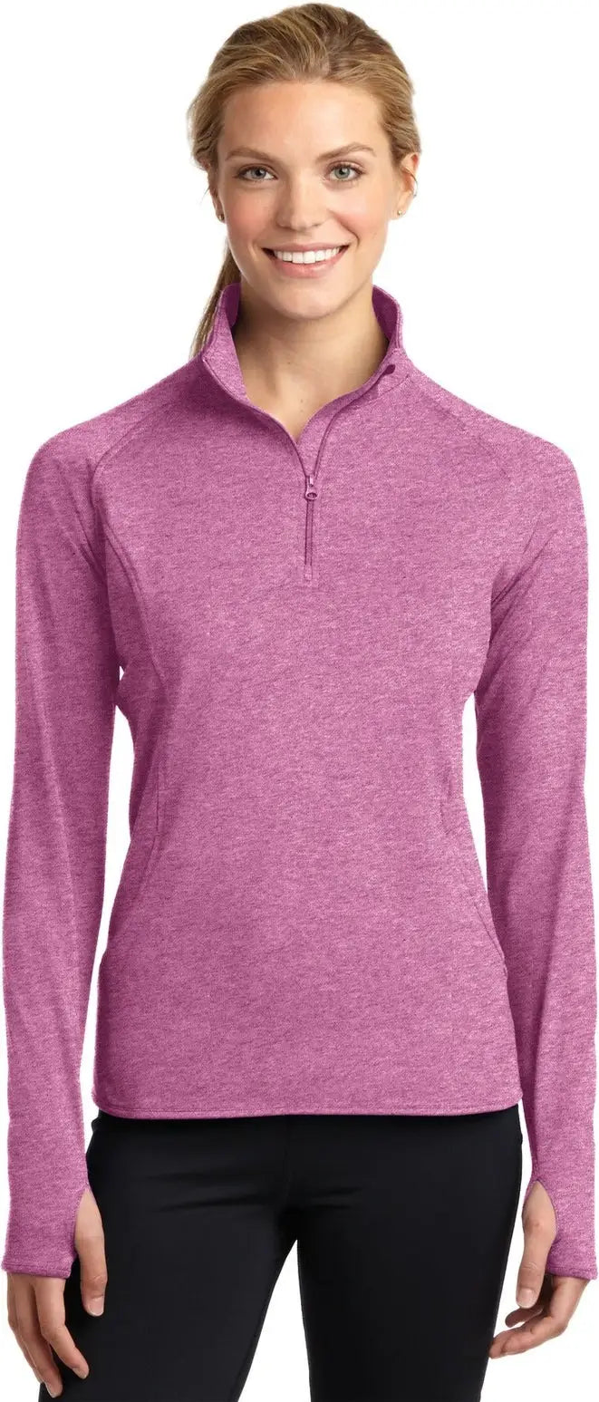 Sport-tek Lst850 Women’s Sport-wick Stretch 1/4-zip Pullover - Pink Rush Heather - Ladies Xs