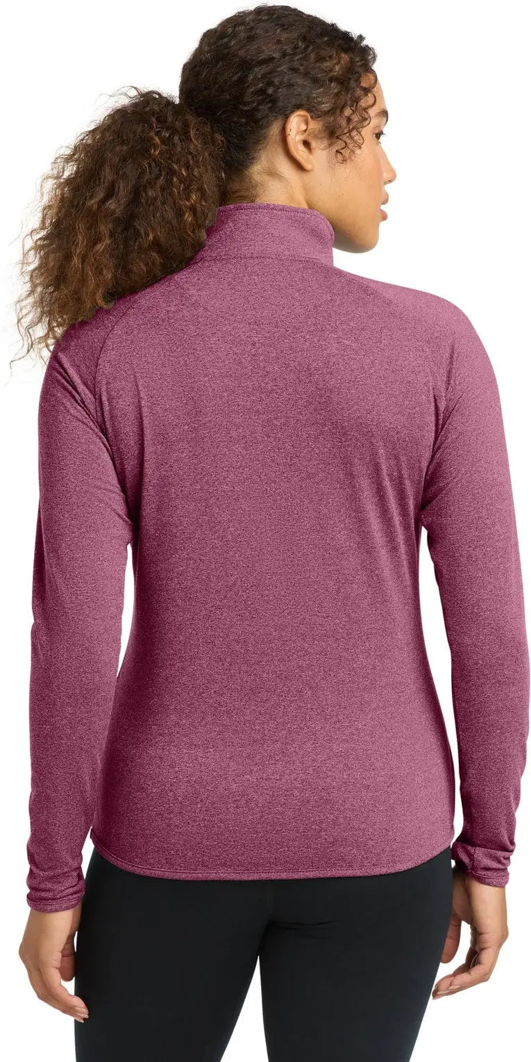 Sport-tek Lst850 Women’s Sport-wick Stretch 1/4-zip Pullover - Pink Rush Heather