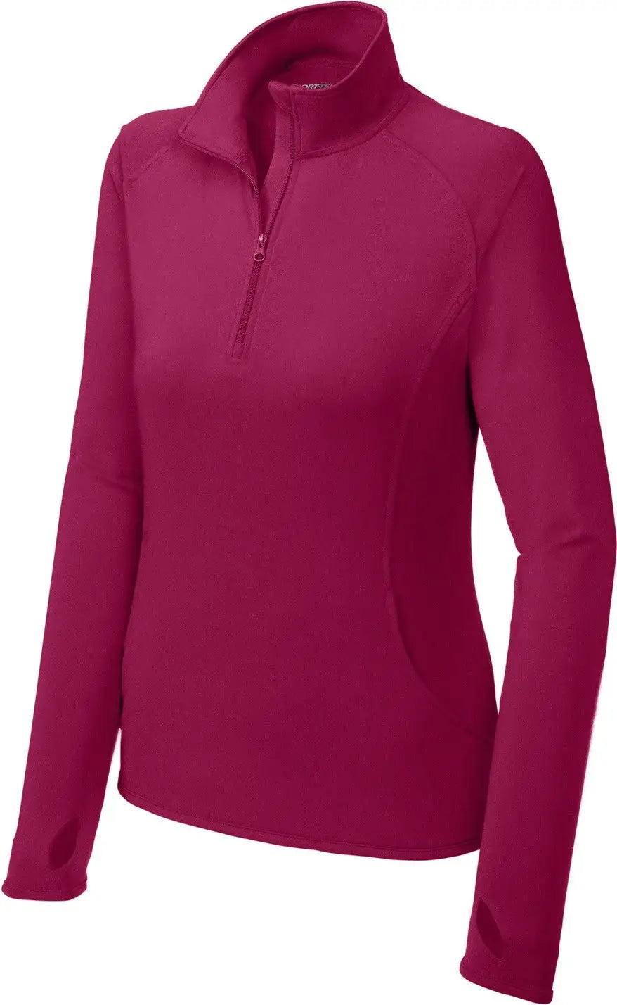 Sport-tek Lst850 Women’s Sport-wick Stretch 1/4-zip Pullover - Pink Rush