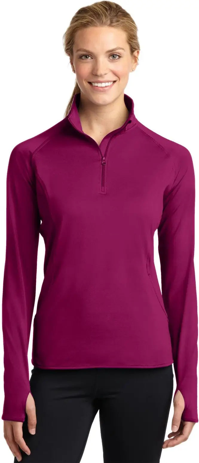 Sport-tek Lst850 Women’s Sport-wick Stretch 1/4-zip Pullover - Pink Rush