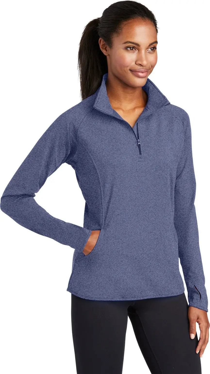Sport-tek Lst850 Women’s Sport-wick Stretch 1/4-zip Pullover - True Navy Heather