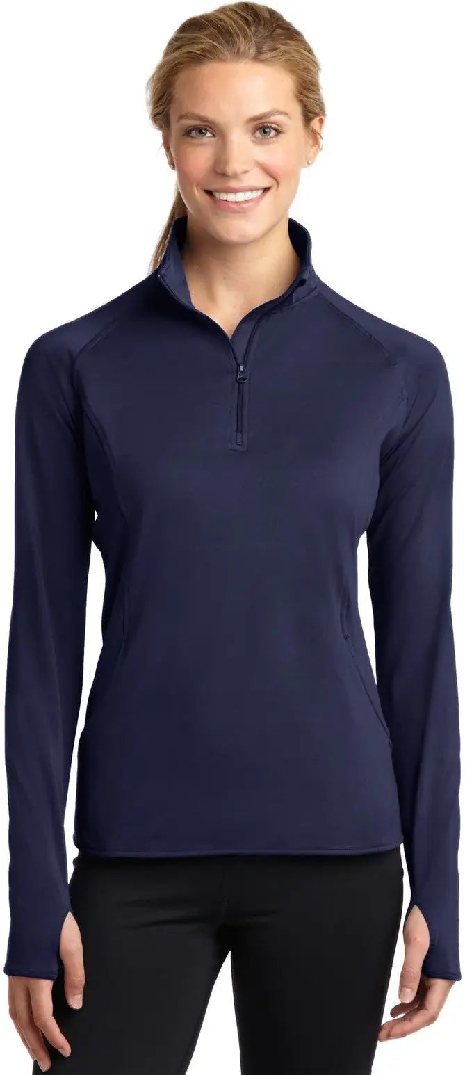Sport-tek Lst850 Women’s Sport-wick Stretch 1/4-zip Pullover - True Navy - Ladies Xs