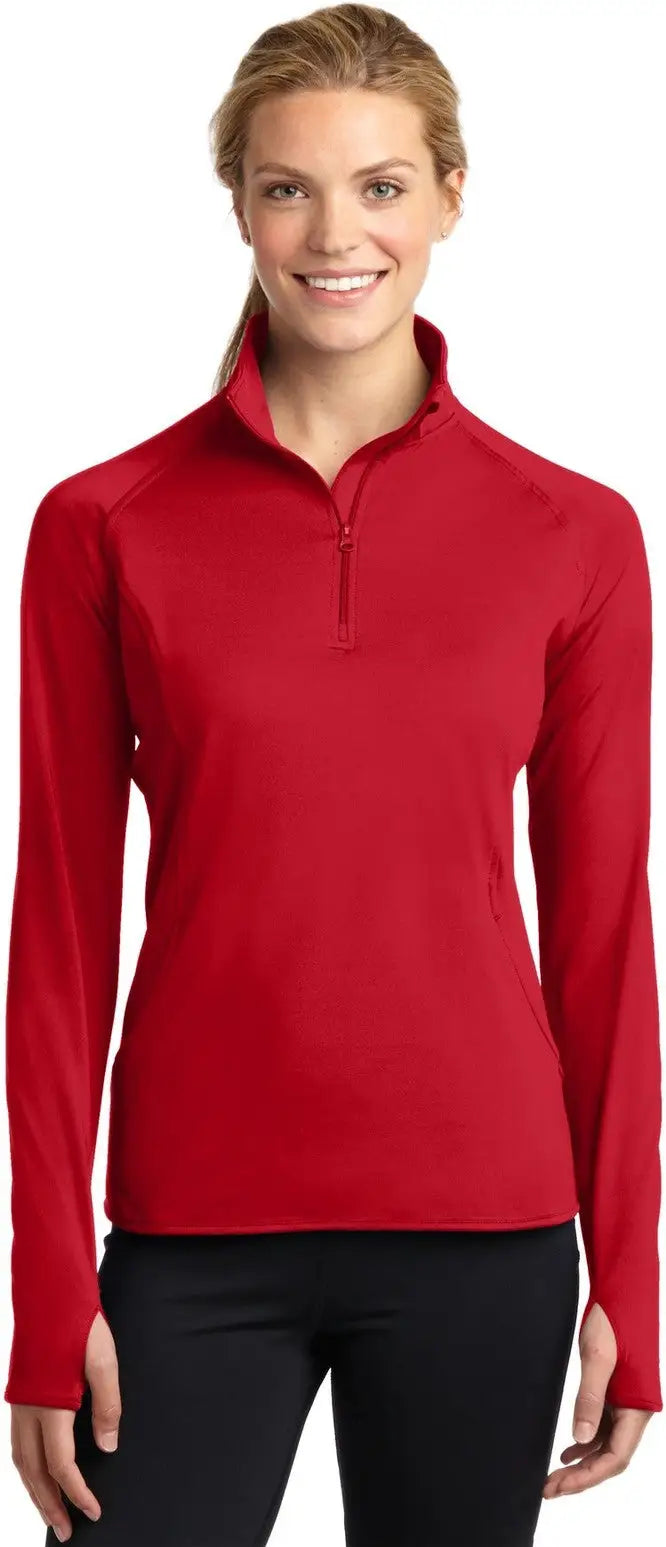 Sport-tek Lst850 Women’s Sport-wick Stretch 1/4-zip Pullover - True Red - Ladies Xs