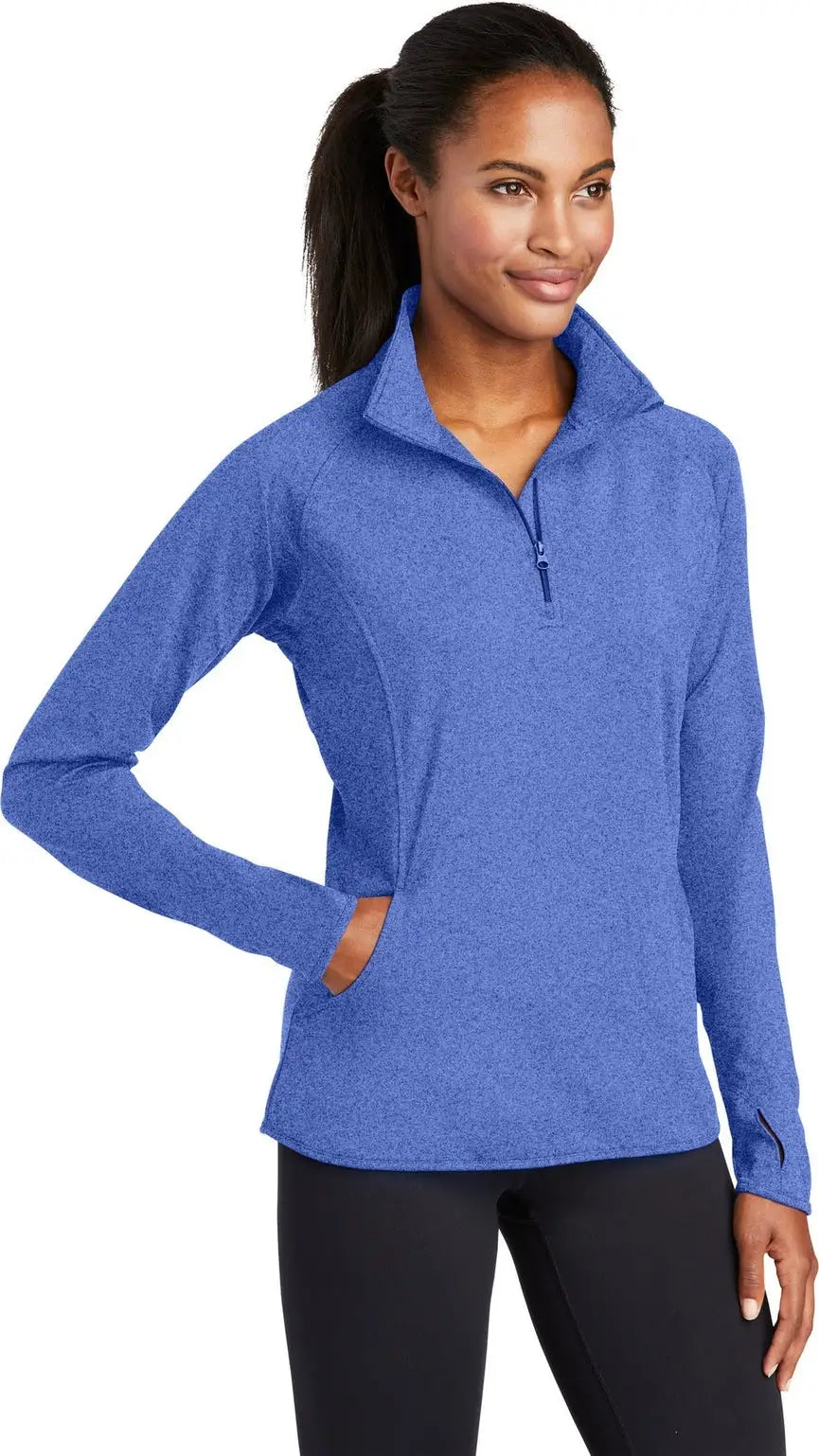 Sport-tek Lst850 Women’s Sport-wick Stretch 1/4-zip Pullover - True Royal Heather