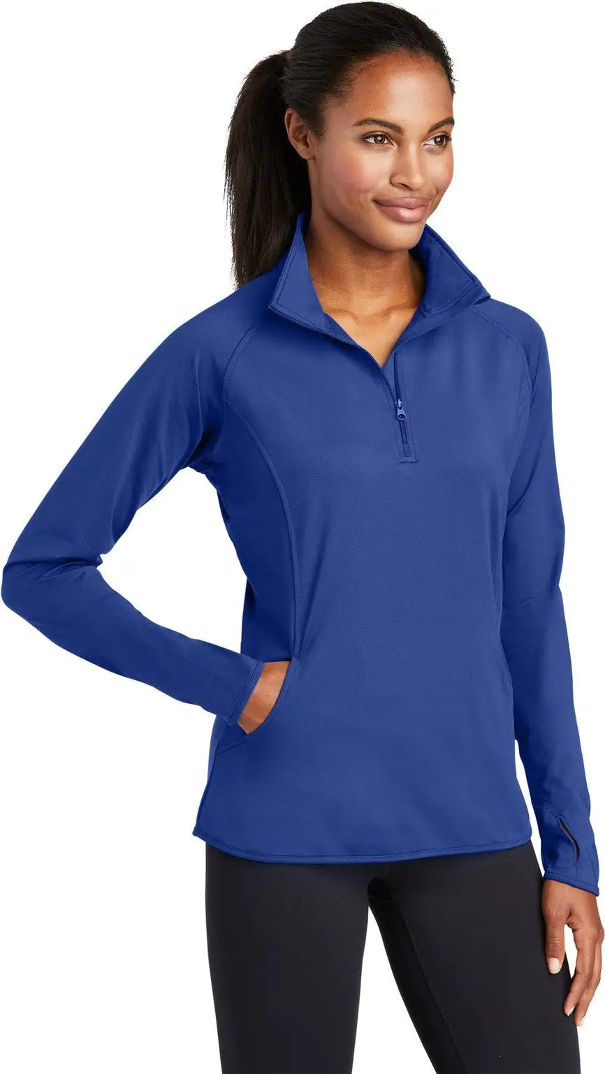 Sport-tek Lst850 Women’s Sport-wick Stretch 1/4-zip Pullover - True Royal