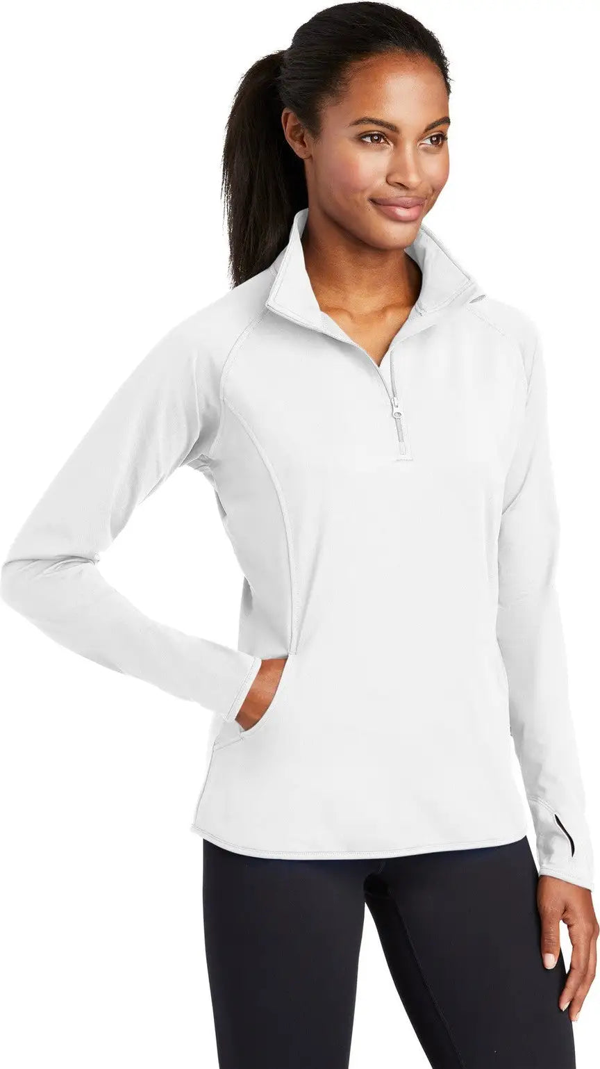 Sport-tek Lst850 Women’s Sport-wick Stretch 1/4-zip Pullover - White