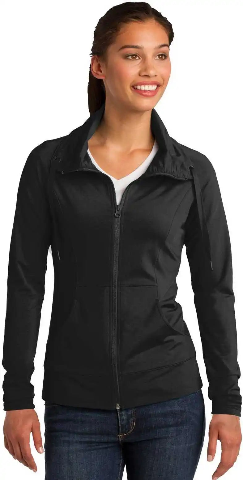 Sport-tek Lst852 Ladies Sport-wick Stretch Full-zip Jacket - Black