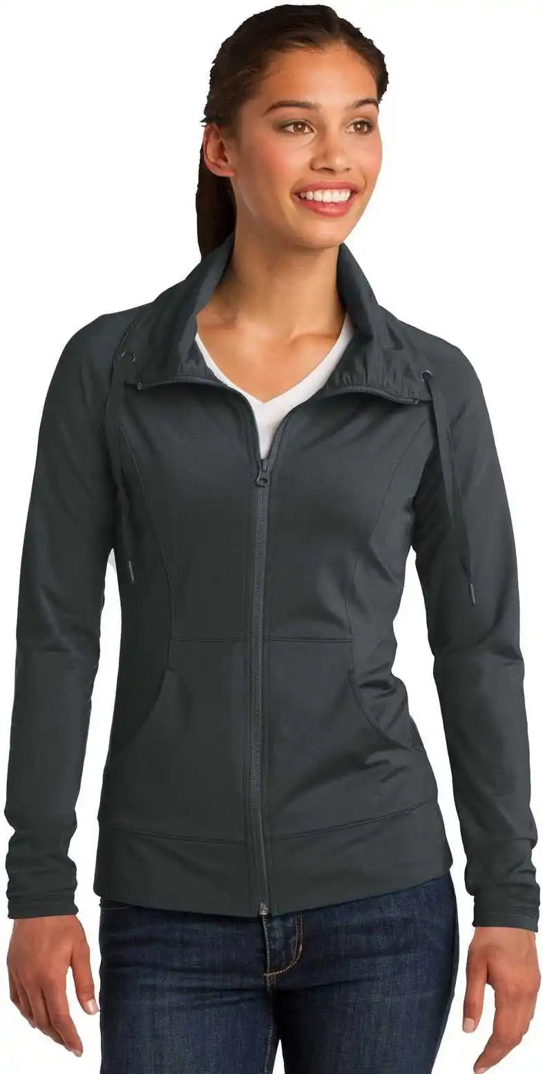 Sport-tek Lst852 Ladies Sport-wick Stretch Full-zip Jacket - Charcoal Gray