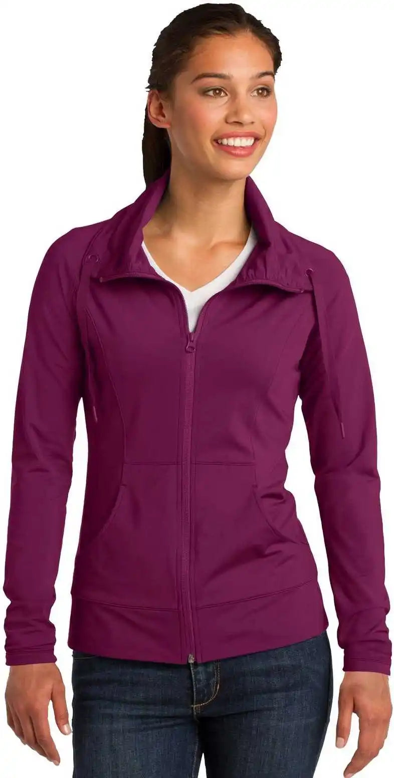 Sport-tek Lst852 Ladies Sport-wick Stretch Full-zip Jacket - Pink Rush
