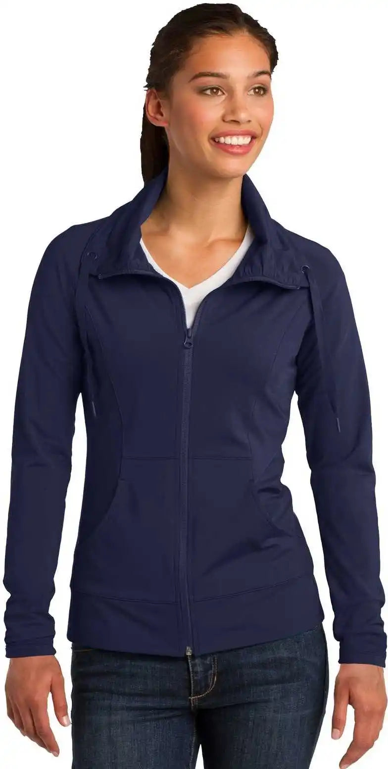 Sport Tek Lst852 Ladies Wick Stretch Full Zip Jacket True Navy