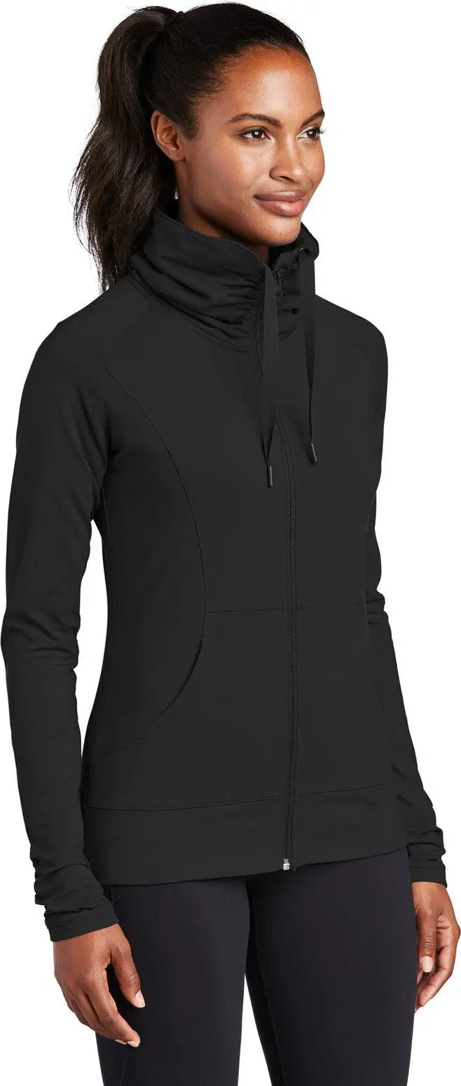 Sport-tek Lst852 Women’s Sport-wick Stretch Full-zip Jacket - Black