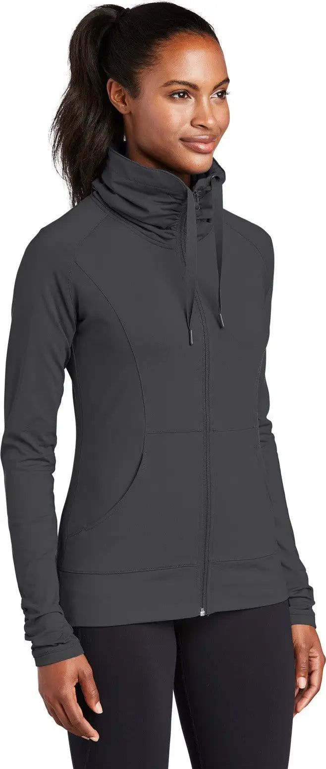 Sport-tek Lst852 Women’s Sport-wick Stretch Full-zip Jacket - Charcoal Gray