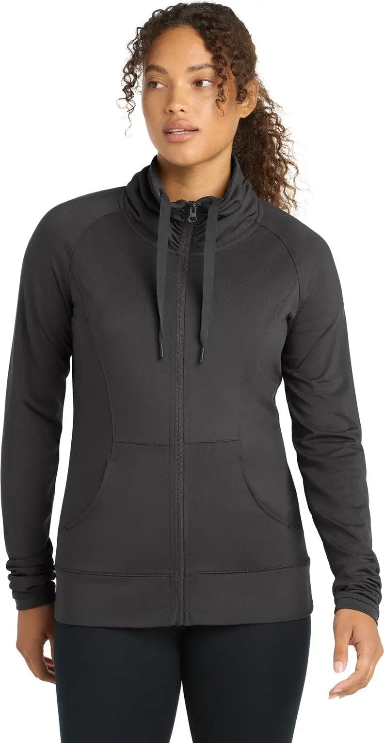 Sport-tek Lst852 Women’s Sport-wick Stretch Full-zip Jacket - Charcoal Gray - Ladies Xs