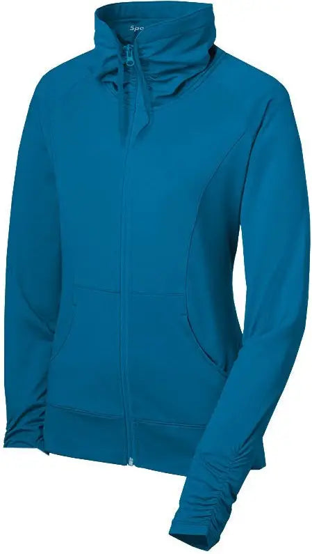 Sport-tek Lst852 Women’s Sport-wick Stretch Full-zip Jacket - Peacock Blue