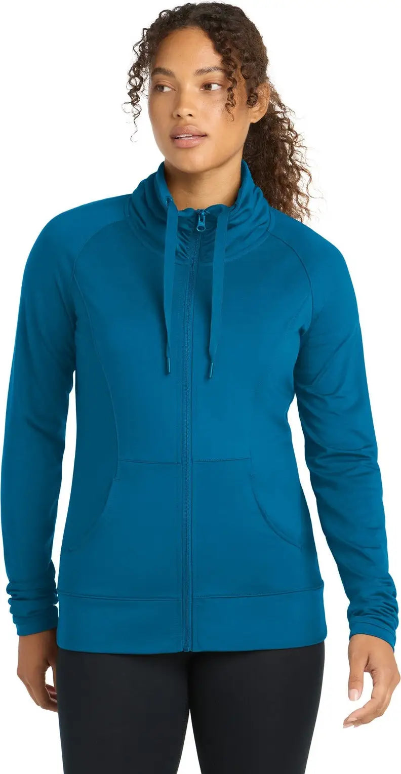 Sport-tek Lst852 Women’s Sport-wick Stretch Full-zip Jacket - Peacock Blue - Ladies Xs
