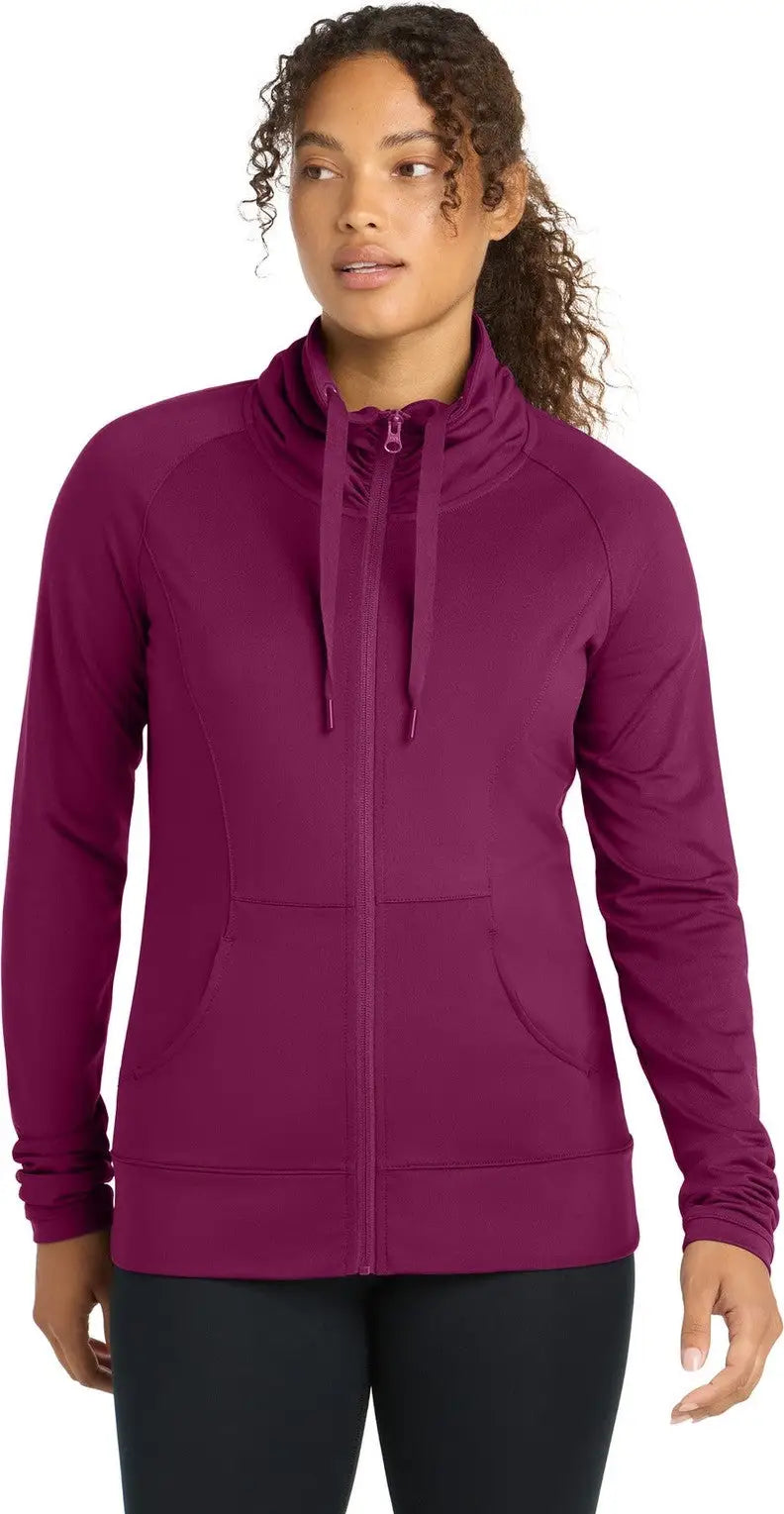 Sport-tek Lst852 Women’s Sport-wick Stretch Full-zip Jacket - Pink Rush - Ladies Xs