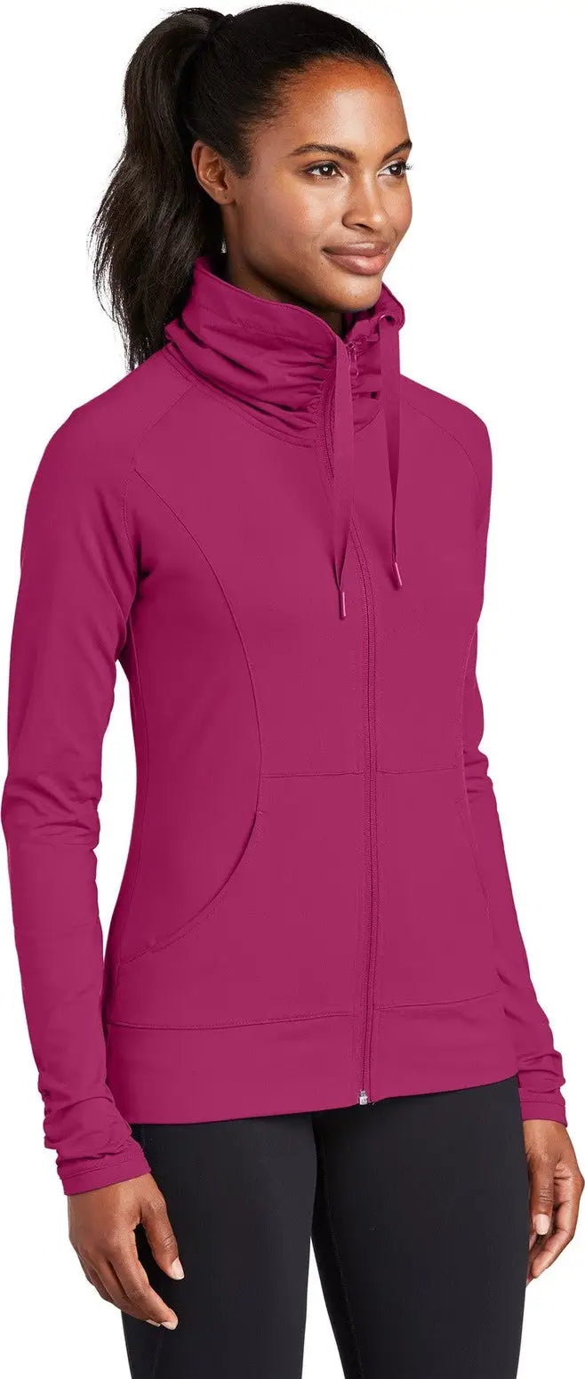 Sport-tek Lst852 Women’s Sport-wick Stretch Full-zip Jacket - Pink Rush