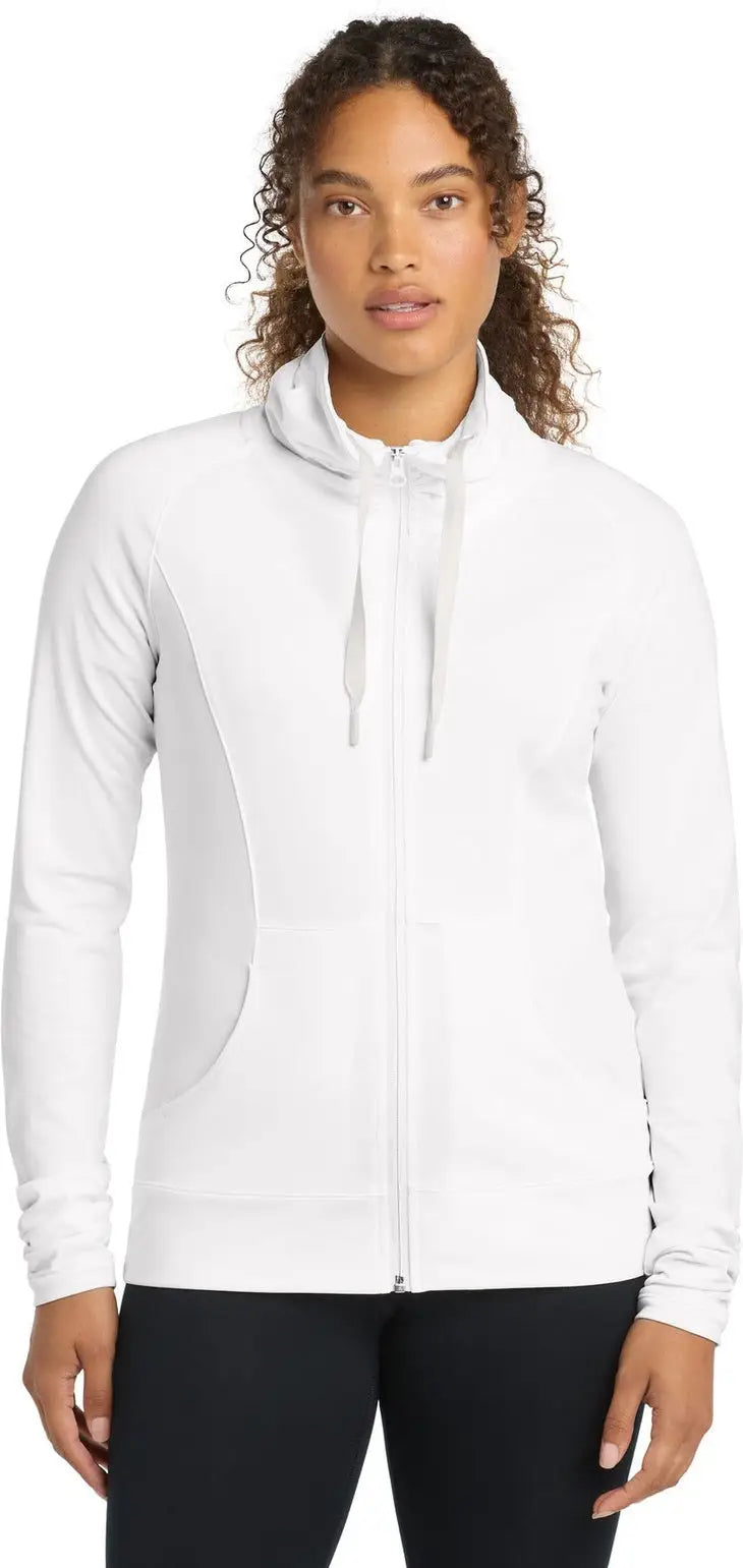 Sport-tek Lst852 Women’s Sport-wick Stretch Full-zip Jacket - White - Ladies Xs