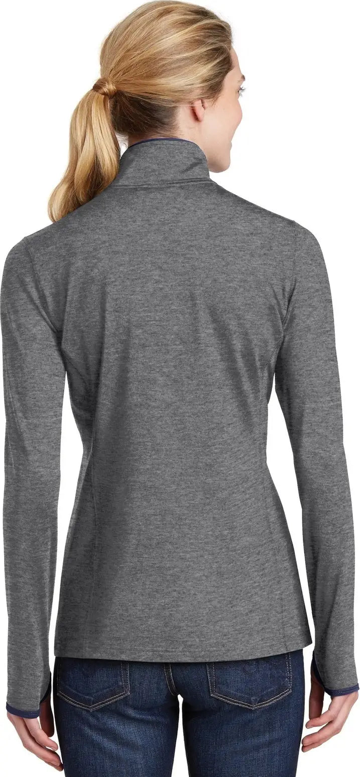Sport-tek Lst853 Women’s Sport-wick Stretch Contrast Full-zip Jacket - Charcoal Gray Heather True Navy