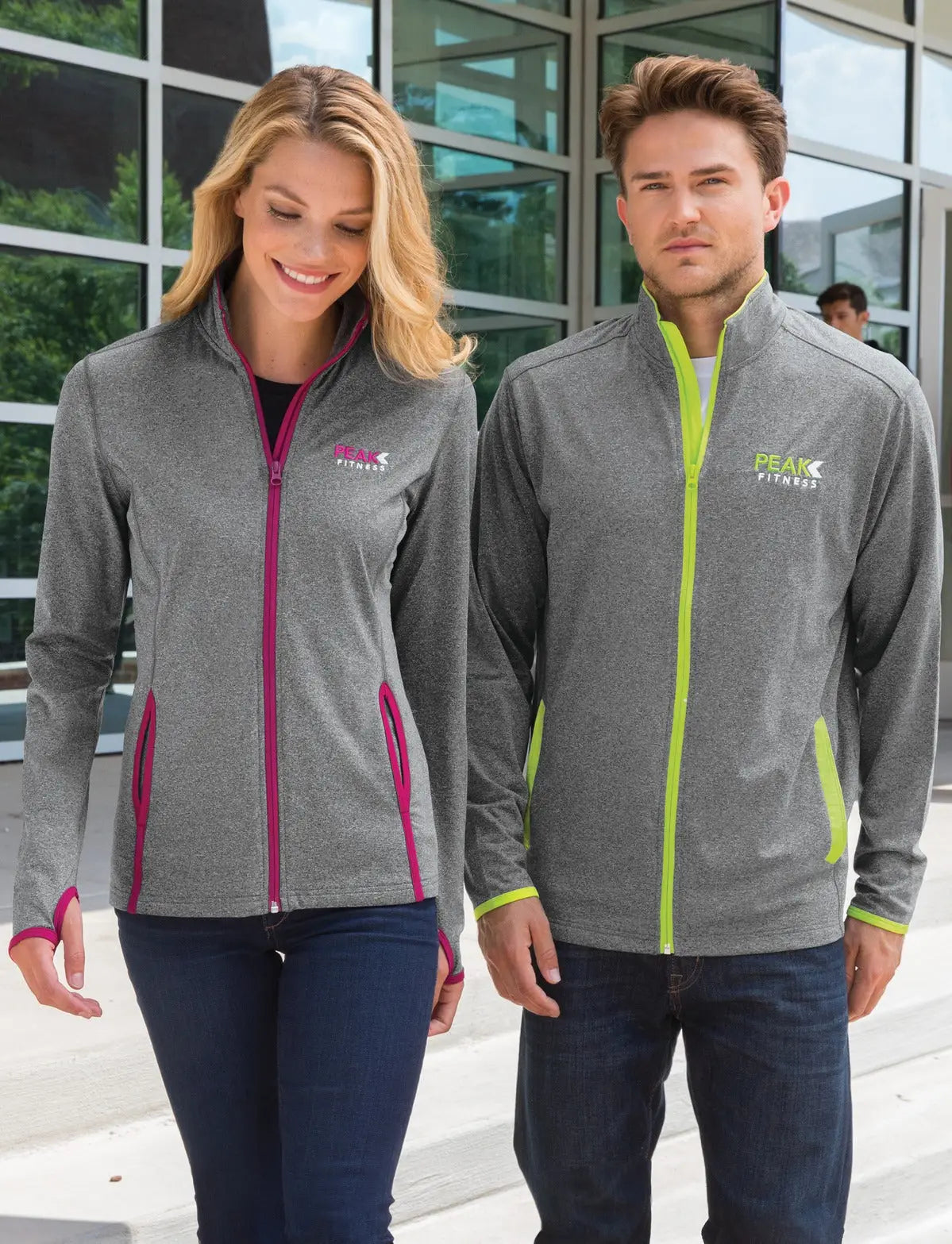 Sport-tek Lst853 Women’s Sport-wick Stretch Contrast Full-zip Jacket - Charcoal Gray Heather Pink Rush