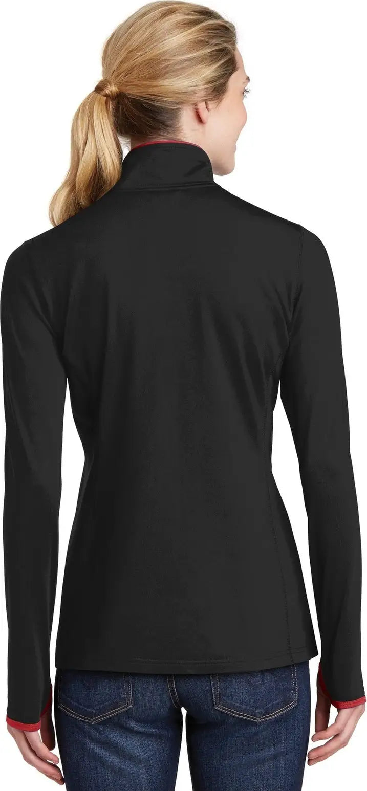 Sport-tek Lst853 Women’s Sport-wick Stretch Contrast Full-zip Jacket - Black True Red