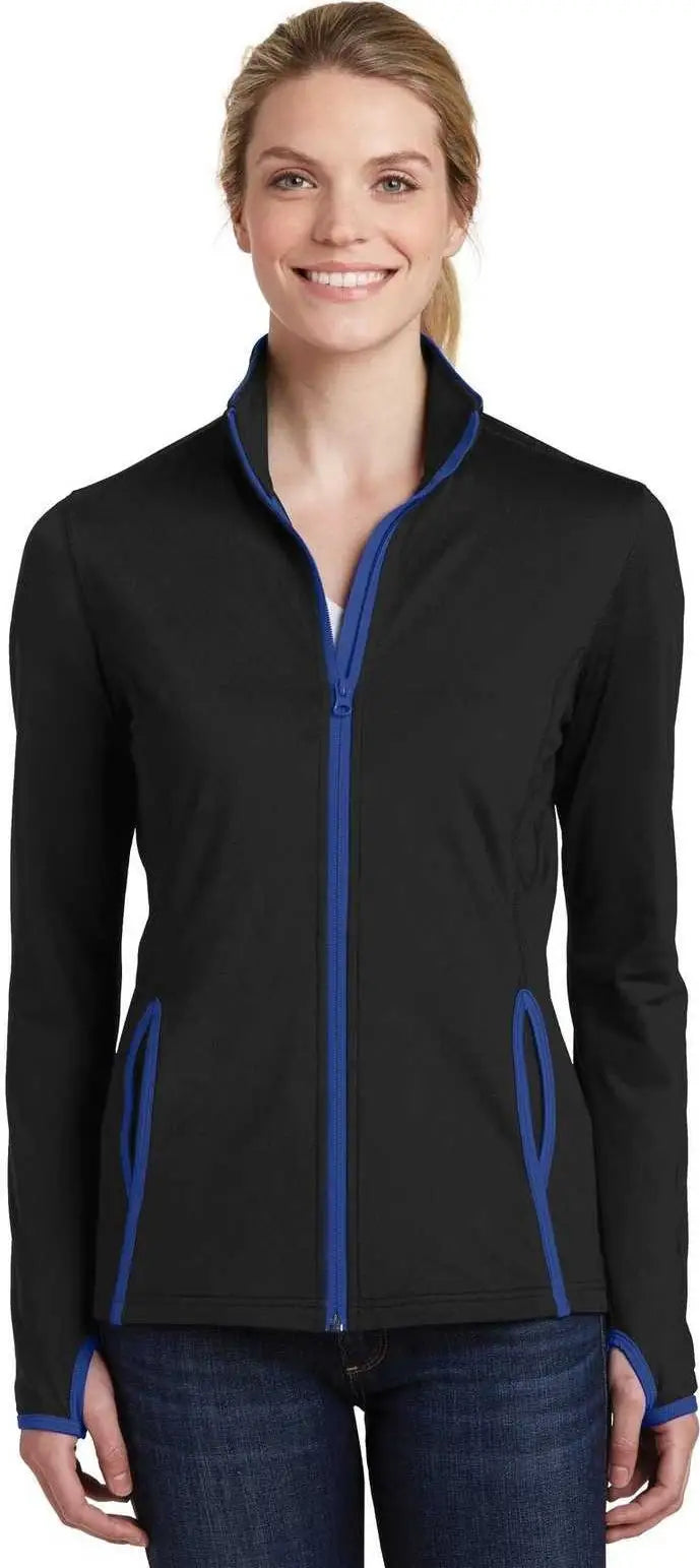 Sport-tek Lst853 Women’s Sport-wick Stretch Contrast Full-zip Jacket - Black/ True Royal