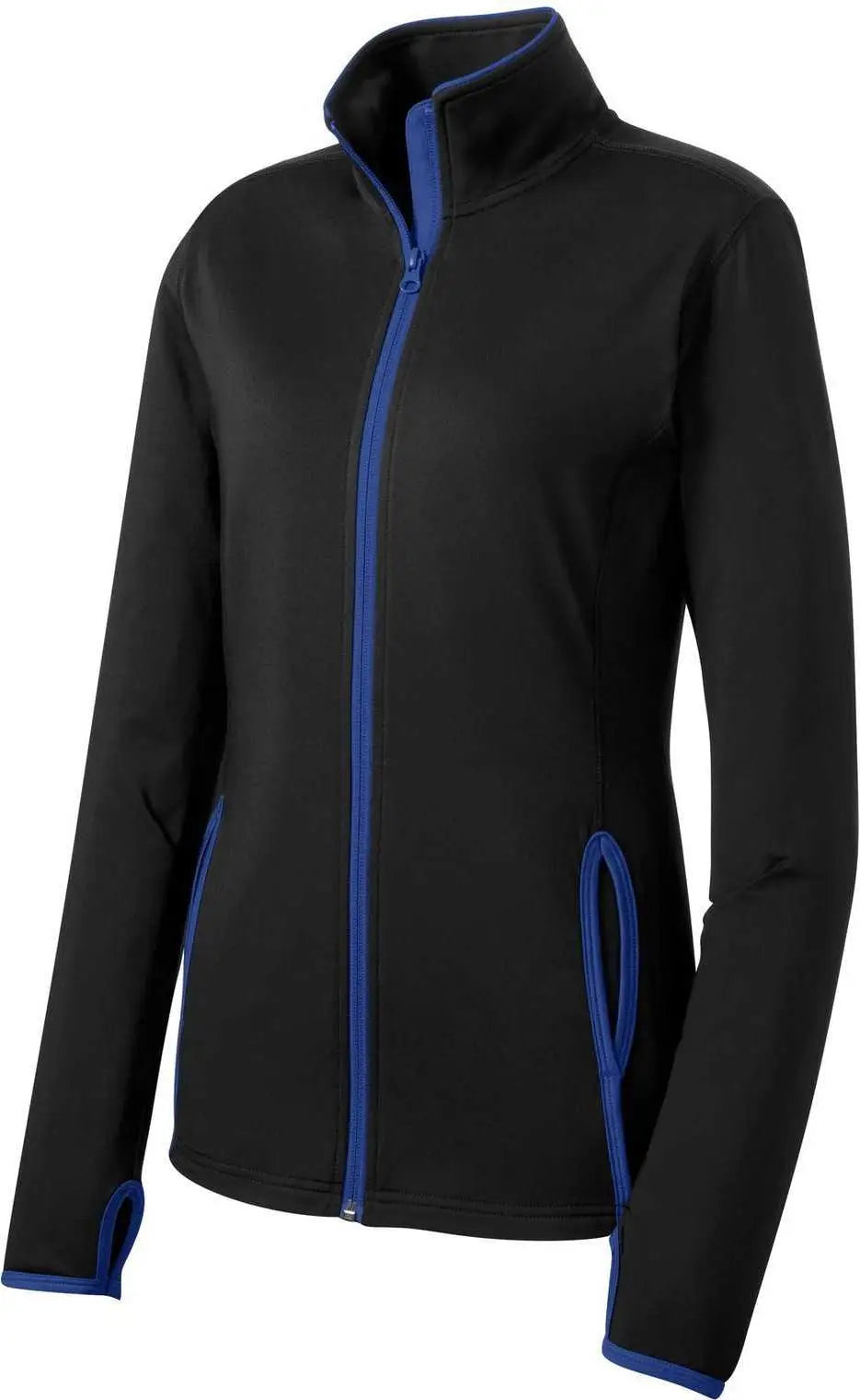 Sport-tek Lst853 Women’s Sport-wick Stretch Contrast Full-zip Jacket - Black/ True Royal