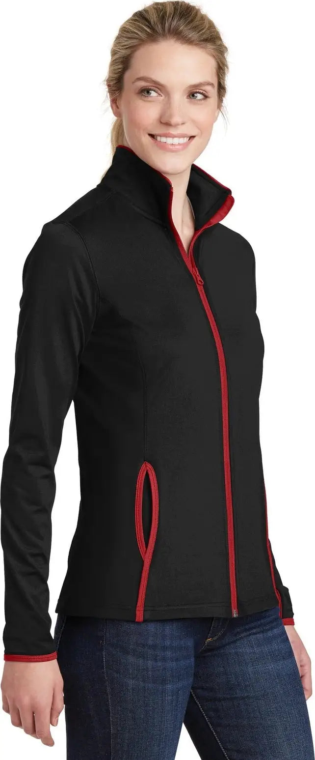 Sport-tek Lst853 Women’s Sport-wick Stretch Contrast Full-zip Jacket - Black True Red