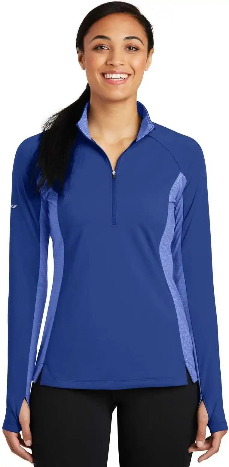 Sport-tek Lst854 Ladies Sport-wick Stretch Contrast 1/2-zip Pullover - True Royal Heather