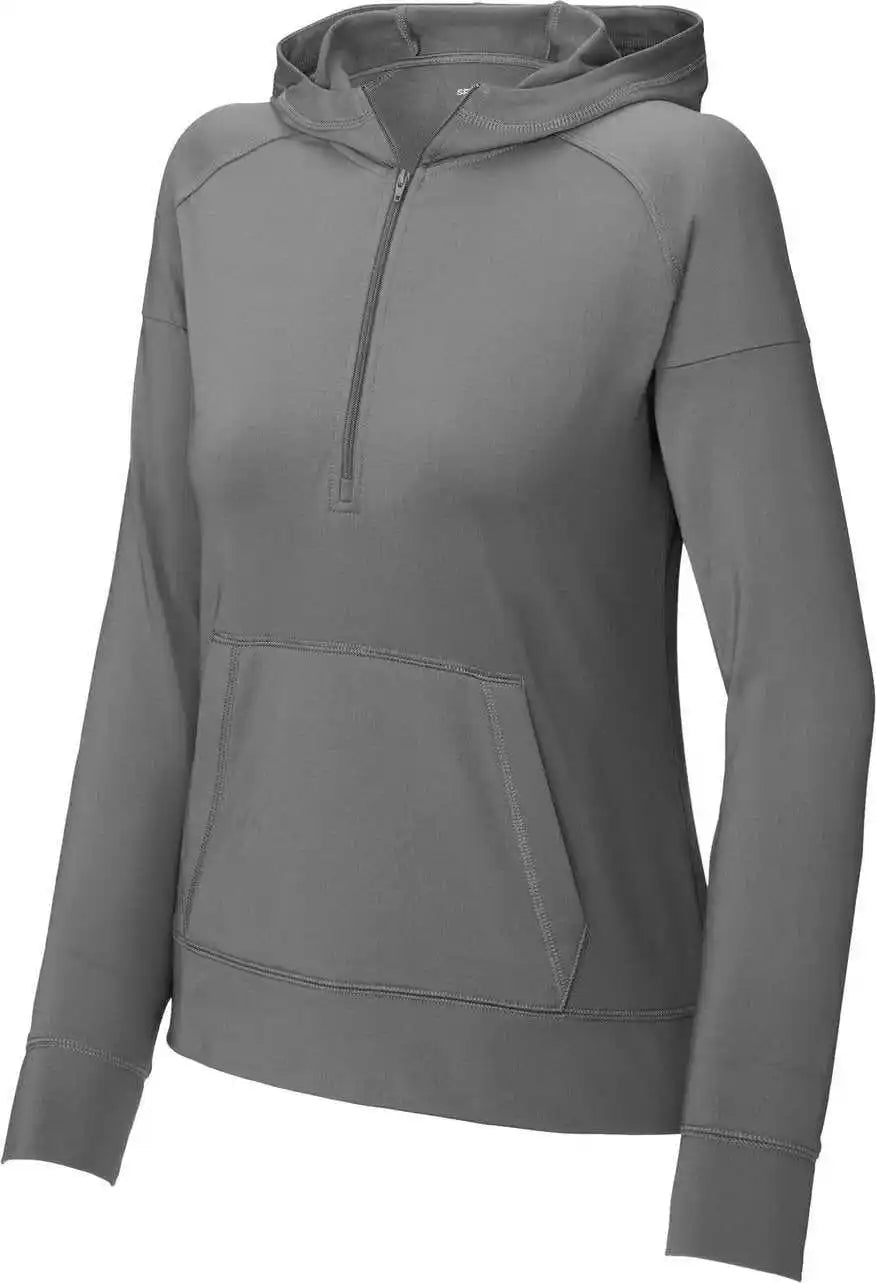 Sport Tek Lst856 Ladies Wick Stretch 1/2 Zip Hoodie Charcoal Grey