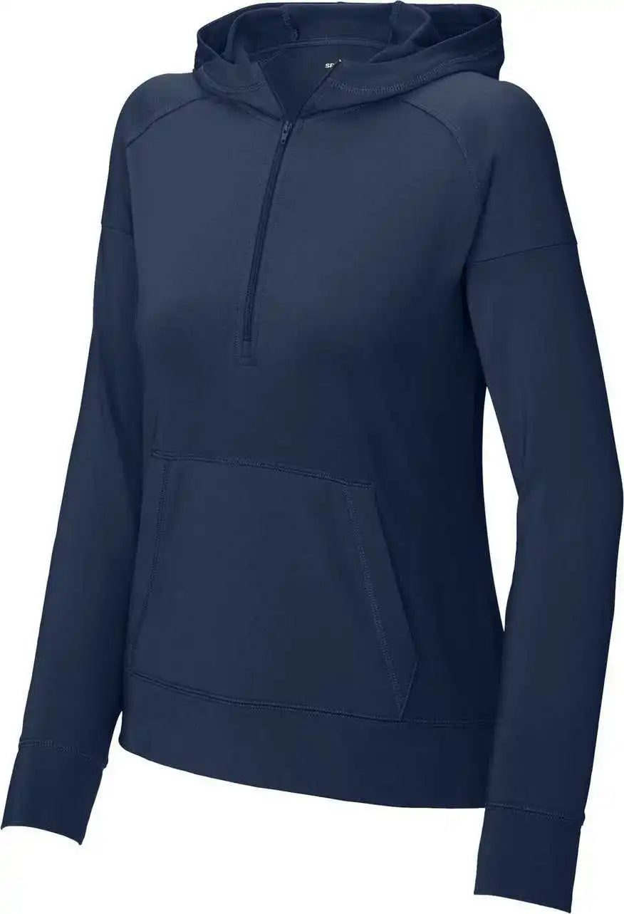 Sport Tek Lst856 Ladies Wick Stretch 1/2 Zip Hoodie True Navy