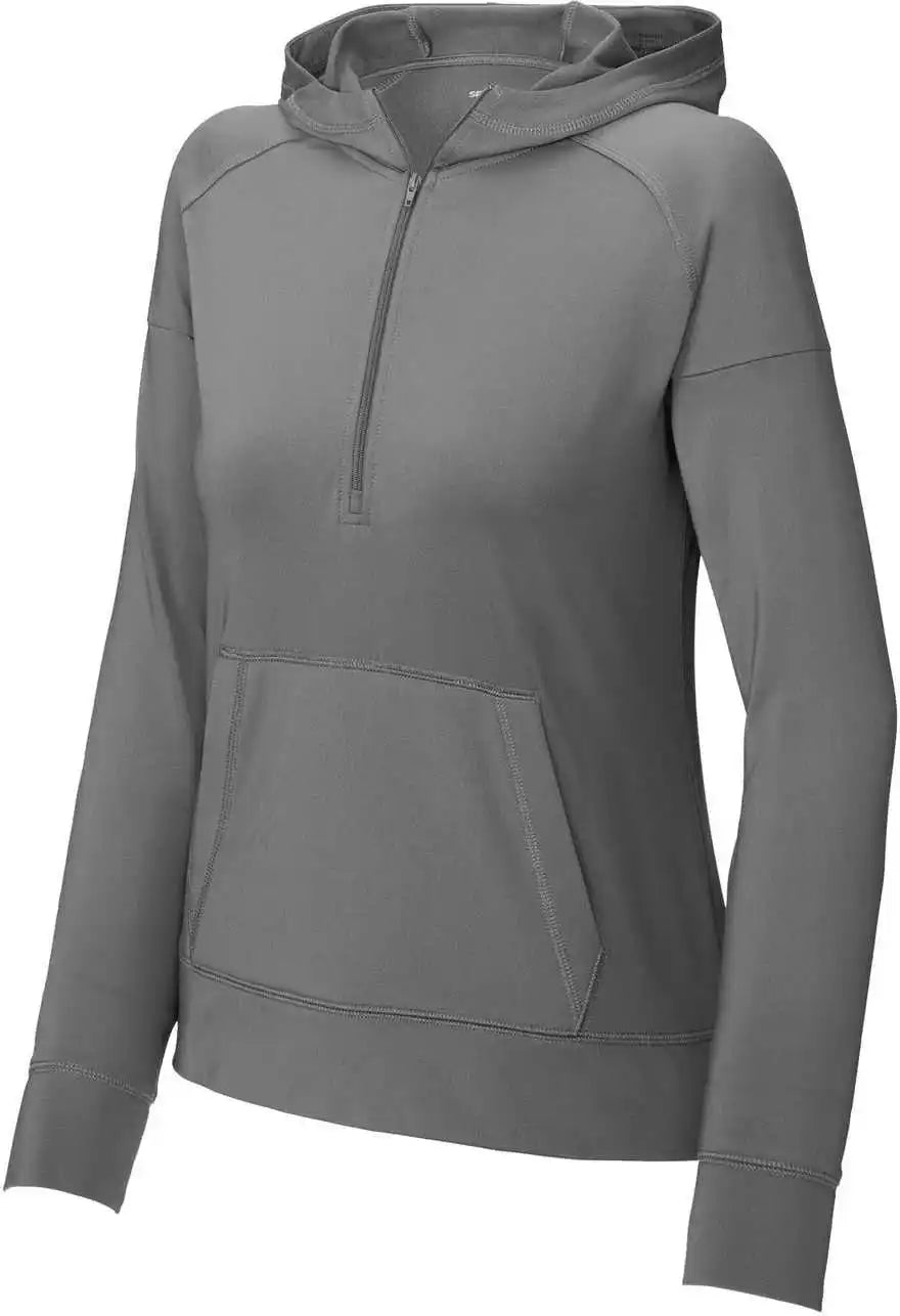 Sport-tek Lst856 Women’s Sport-wick Stretch 1/2-zip Hoodie - Charcoal Grey
