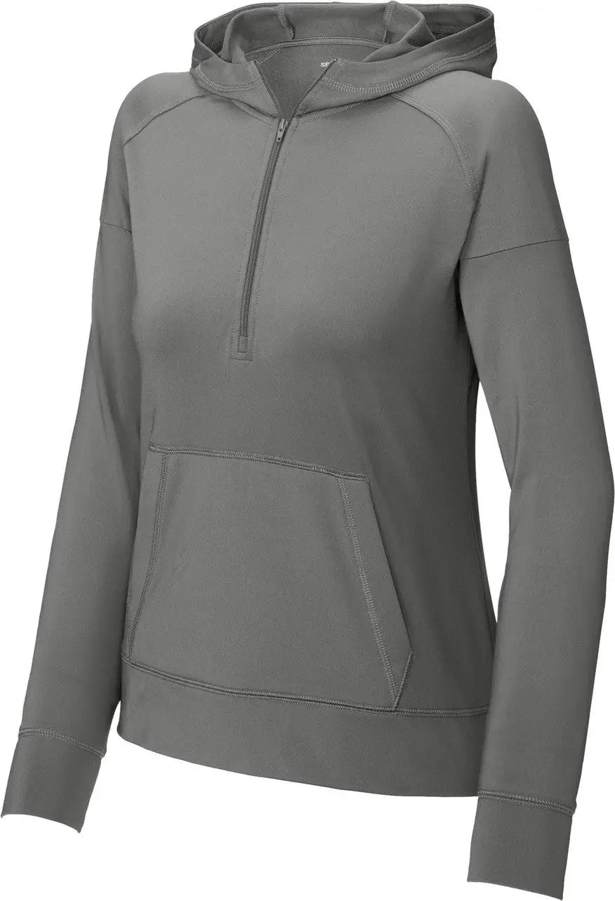 Sport-tek Lst856 Women’s Sport-wick Stretch 1/2-zip Hoodie - Charcoal Gray