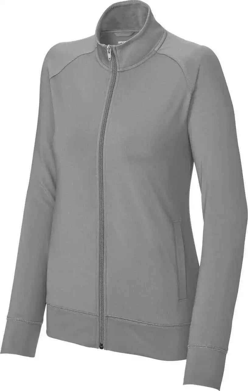Sport Tek Lst857 Ladies Wick Stretch Full Zip Cadet Jacket Charcoal Grey