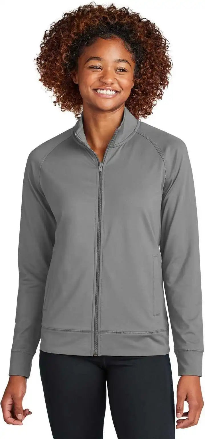 Sport-tek Lst857 Women’s Sport-wick Stretch Full-zip Cadet Jacket - Charcoal Grey