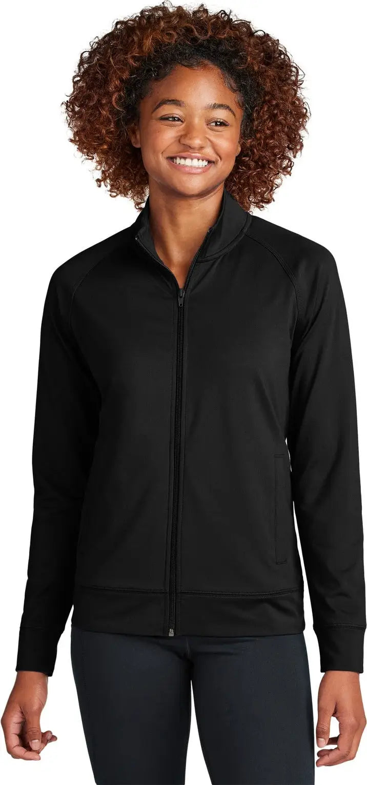 Sport-tek Lst857 Women’s Sport-wick Stretch Full-zip Cadet Jacket - Black - Ladies Xs