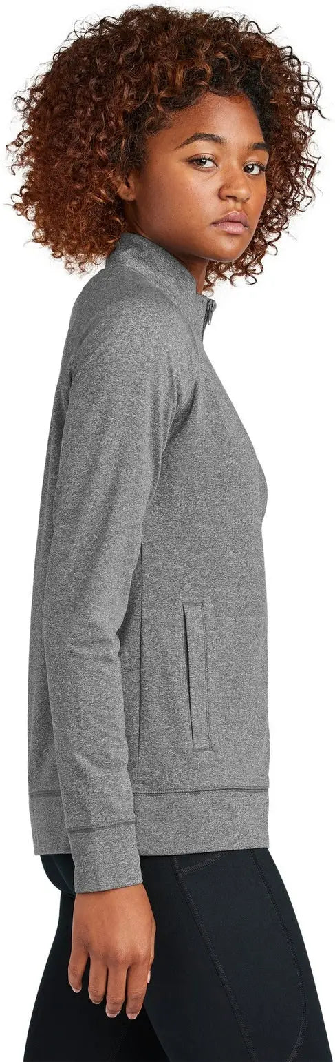 Sport-tek Lst857 Women’s Sport-wick Stretch Full-zip Cadet Jacket - Charcoal Gray Heather