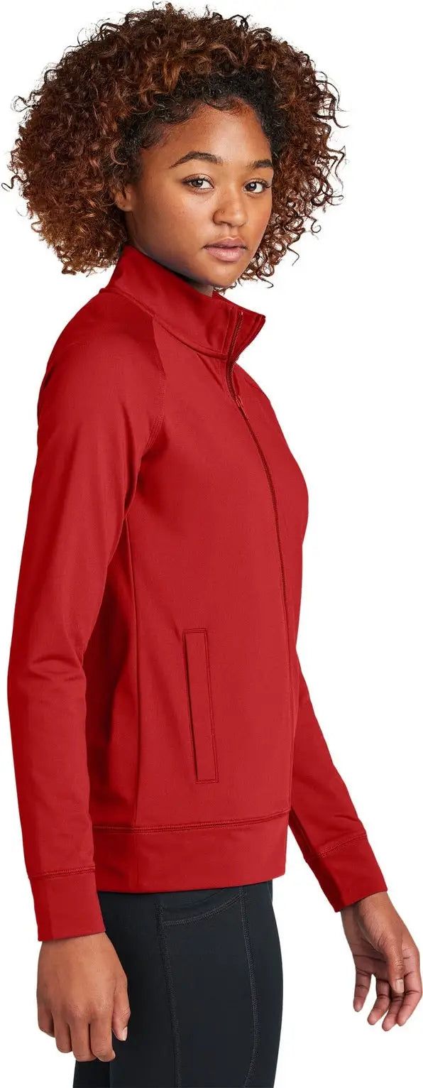 Sport-tek Lst857 Women’s Sport-wick Stretch Full-zip Cadet Jacket - Deep Red