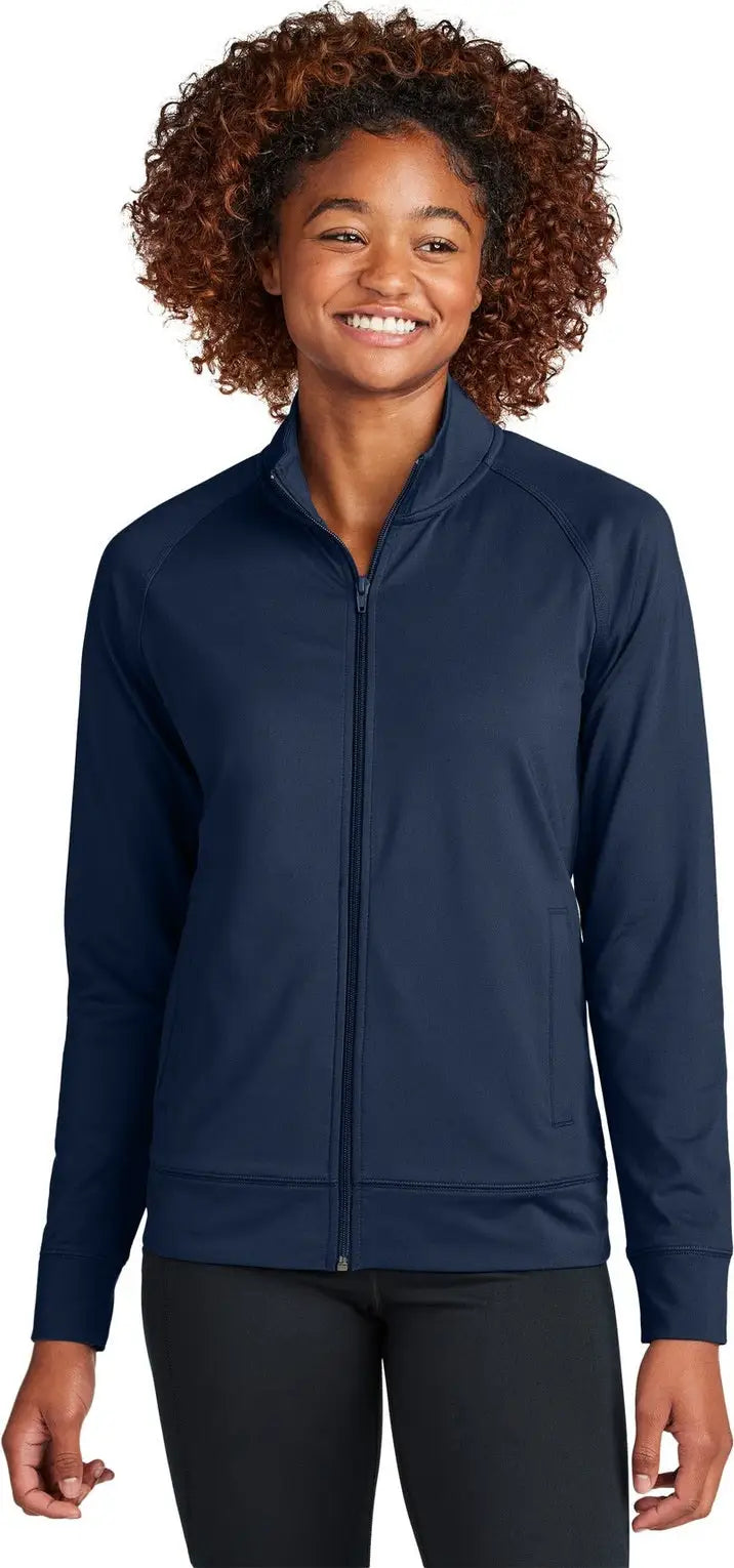 Sport-tek Lst857 Women’s Sport-wick Stretch Full-zip Cadet Jacket - True Navy - Ladies Xs