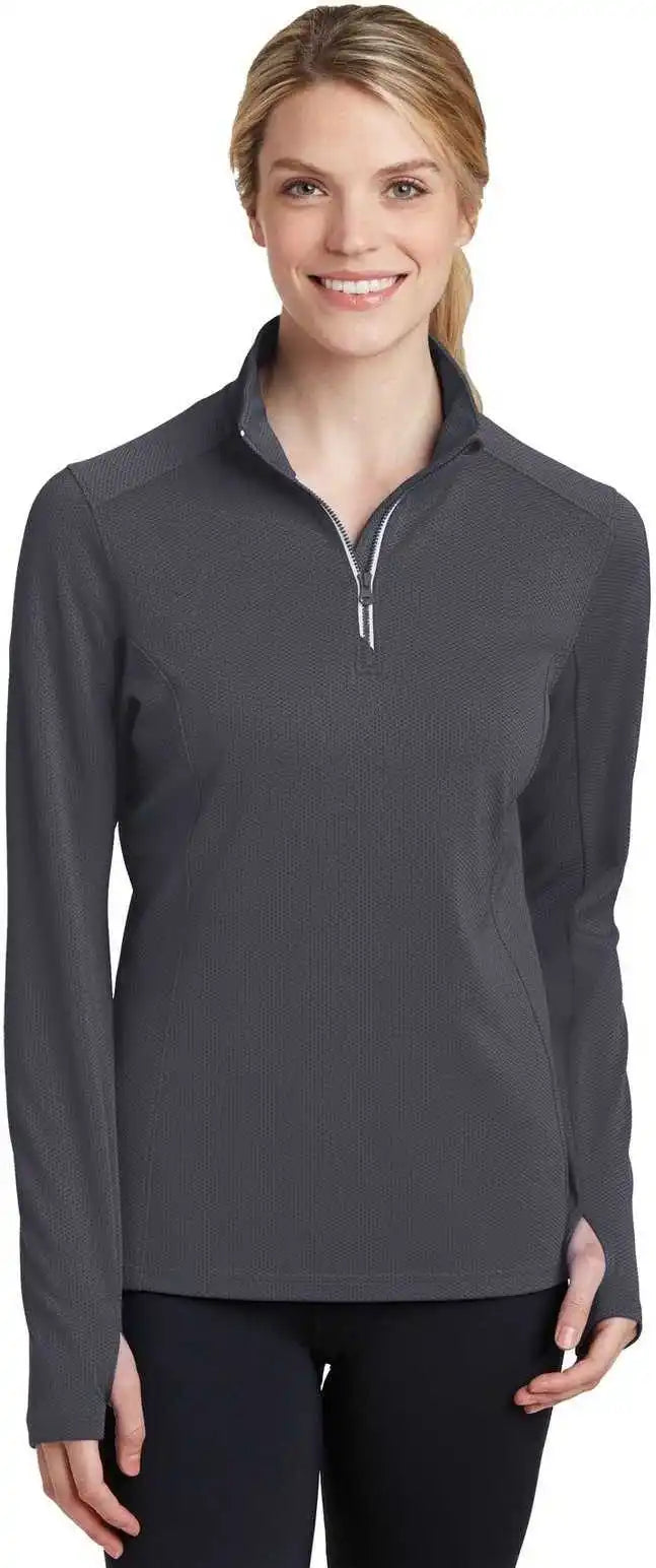 Sport Tek Lst860 Ladies Wick Textured 1/4 Zip Pullover Iron Gray