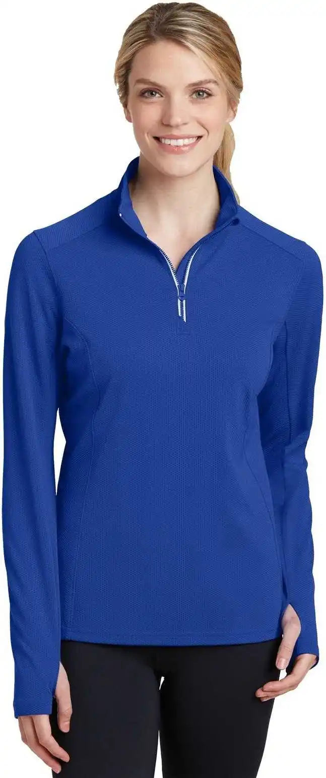 Sport-tek Lst860 Ladies Sport-wick Textured 1/4-zip Pullover - True Royal