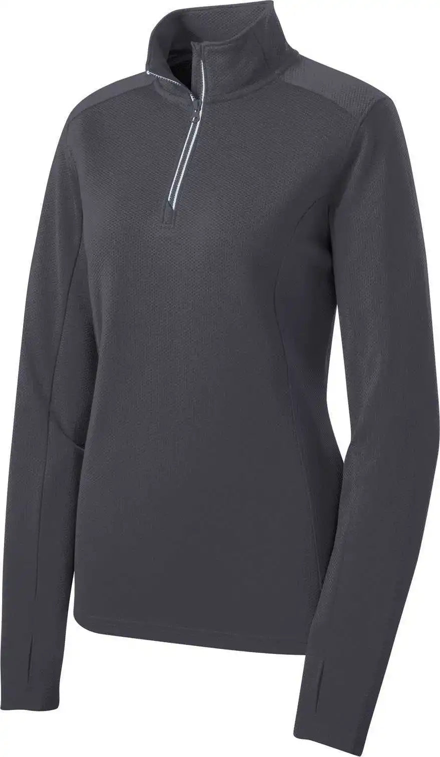 Sport-tek Lst860 Women’s Sport-wick Textured 1/4-zip Pullover - Iron Grey